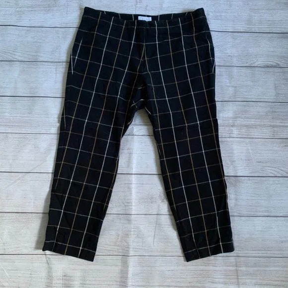 J. Jill Black and White Cropped Chino Pants with Windowpane Pattern - Picture 1 of 4